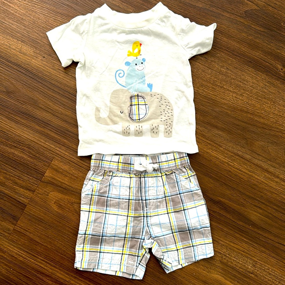 First Impressions matching tshirt and shorts set for boys. Size 3-6 months.
